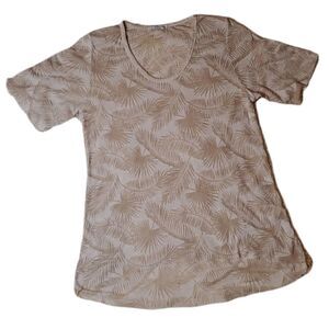 ZARA Palm Leaf Raw Hem Short Sleeve Tee Shirt - Size Medium